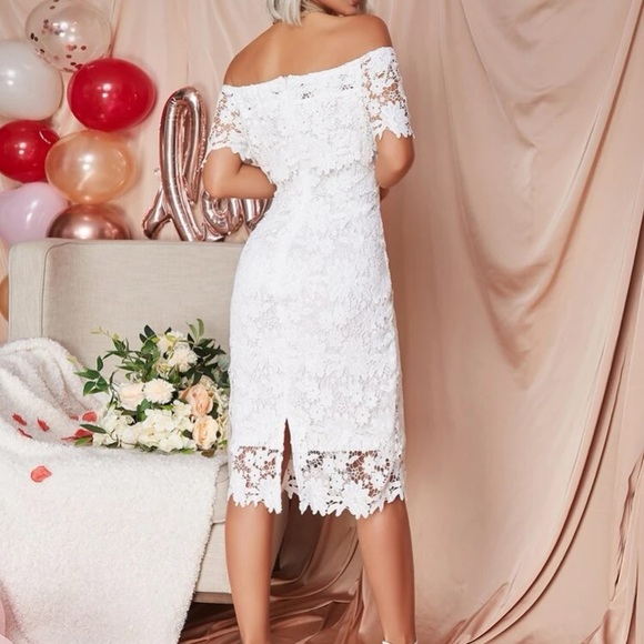 SIZE L lace Off The Shoulder Slit Hem Dress (never worn) - Picture 2 of 5